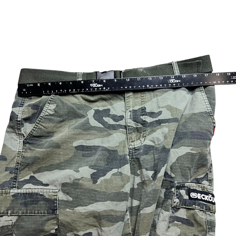 Ecko Unltd Mens Camo Cargo Shorts Size 32 Green Ripstop With Belt Camouflage - Picture 5 of 8